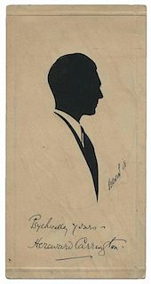 Vernon, Dai. Silhouette of Hereward Carrington. [New York], 1928. Scissor-cut profile portrait of psychic author-investigator Hereward Carrington. Ori