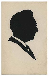 Vernon, Dai. Birthday Silhouette of Magician Al Baker. [New York], [1941]. Scissor-cut profile portrait of the magician, cut by Dai Vernon. Original m