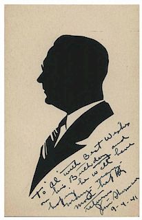 Vernon, Dai. Silhouette of Magician Jim Sherman. New York, 1941. Scissor-cut profile portrait of the club magician and owner of National Magic Co. (Ch