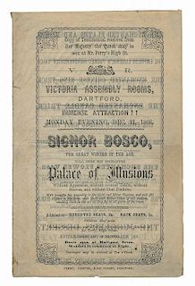 Bosco, Signor (Saul Abram Warschawski). Signor Bosco Program. Palace of Illusions at Victoria Assembly Rooms. Dartford: Perry, Printer, 1866. Printed 