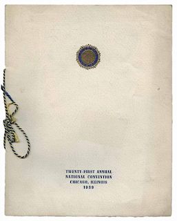 Cardini (Richard Valentine Pitchford). American Legion Convention Program. Chicago, Palmer House, 1939. On thick deckled paper, a program on which Car