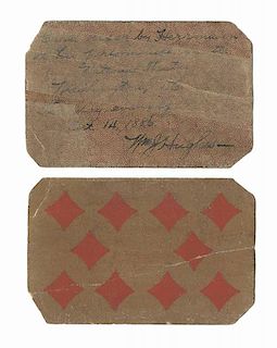 Herrmann, Alexander. Playing Card Used in Performance by Herrmann. Ten of diamonds (10D) used by Alexander Herrmann at the National Theatre (Washingto