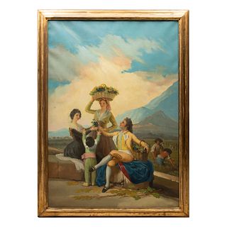 REPRODUCCIÓN FRANCISCO DE GOYA (España, 1746 - Francia, 1828) La vendimia. Sin firma. Óleo sobre tela. 129 x 88 cm