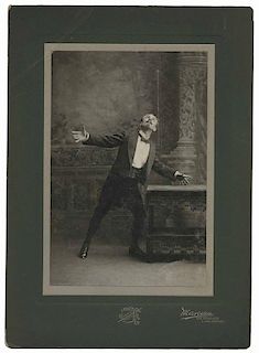 LeRoy, Servais. Dramatic Cabinet Photograph of Magician Servais LeRoy. San Francisco & Los Angeles: Theodore Marceau, ca. 1900. Early full-length port
