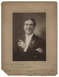 Raymond, Maurice (Raymond Morris Saunders). Portrait of The Great Raymond, inscribed and signed. New York: Otto Sarony, ca. 1918. Handsome half-length