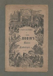 Robin, Henri. Programme for Mr. Robin's Soirees Fantastiques. Egyptian Hall. [London], ca. 1860s. Pictorial program, the cover illustrated with engrav