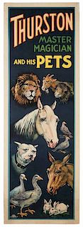 Thurston, Howard. Thurston Master Magician And His Pets. Cleveland: Otis Litho, ca. 1926. Color lithograph depicts many of the animals that appeared i