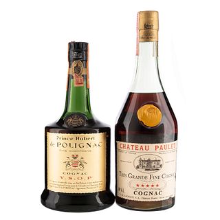 Lote de Cognac. a) Prince Hubert de Polignac. b) Château Paulet. En presentaciones de 730 ml. y 750 ml. Total de piezas: 2.