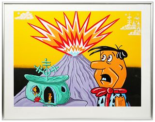 Kenny Scharf Signed 'Flintstones' Serigraph