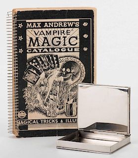 [McComb, Billy] Card Box. London: Vampire, ca. 1960s. Nickeled card box (hallmarked) inscribed to Billy McComb Òwith sincere thanks/ Philip Duke of E