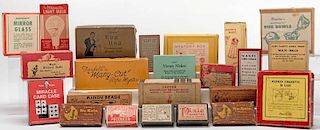 Large Lot of Vintage and Modern Pocket Magic Tricks. Over 50 pieces, including Kennard's Mystery Box; Clip-It (Clippo); Rice Bowls (Royden); Mirror Gl