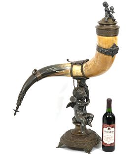 Large 19th C 'Drinking Horn' Centerpiece
