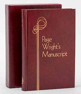 Behnke, Leo (ed.). Page Wright's Manuscript. South Pasadena: Daniel's Den, 1991. Deluxe leatherbound edition, gilt-stamped with matching slipcase. All