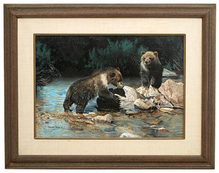 Charles Frace 'Playmates' Original Oil Painting