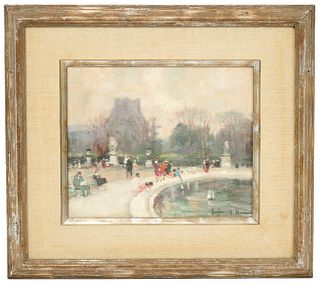 Jules Herve 'Tuileries Garden' Oil Painting
