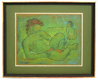 Angel Botello Lithograph of 'Sunning Nudes'