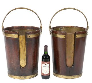 Pr. George III Mahogany & Brass Plate Buckets