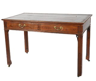 English Mahogany Late 18th C. Leather Top Desk