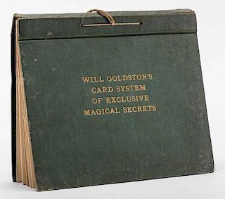 Goldston, Will. Card System of Exclusive Magical Secrets. London: Will Goldston Ltd., (ca. 1922). Green cloth gilt stamped, bound with twine. Illustra