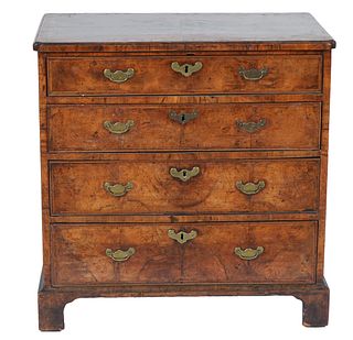18th Ct. English Crotch Walnut Queen Anne Bachelor's Chest