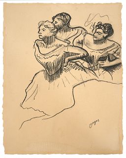 Attb. Edgar Degas 'Trois Danseurs' Drawing