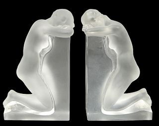 Lalique 'Reverie' Nude Crystal Bookends