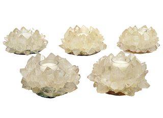 5 Kathryn McCoy Faceted Crystal Candle Holders
