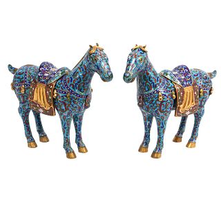 Pr. Chinese Cloissone Horse Figures