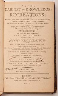 [Houdini, Harry] Gale, John. Gale's Cabinet of Knowledge [Houdini's Signed Copy]. London: Wallis, 1780. Signed by Houdini on the title page. Contempor