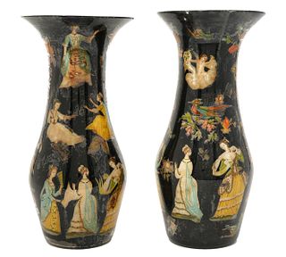 Pair of Eglomise Vases