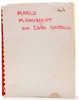 Marlo, Ed. Control Systems. Author, 1952. Comb-bound wraps. Illustrated. 4to. First edition. 109 pages (rectos only) + 8 pages supplements. Light wear
