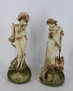 2 Teplitz Austrian Porcelain Figures