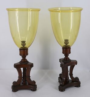 A Vintage Pair Of Hurricane Candle Holders.