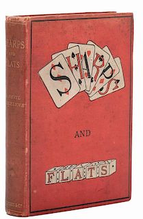 Maskelyne, John Nevil. Sharps and Flats. London: Longmans, Green & Co., 1894. First edition. Red cloth stamped in two colors. Frontispiece behind tiss