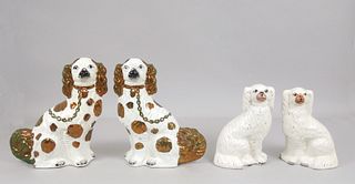 (2) Pairs of Staffordshire Pottery Dogs.