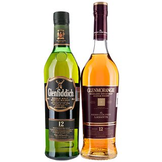 Whisky. a) Glenfiddich. 12 años. b) Glenmorangie. 12 años. Total de piezas: 2.