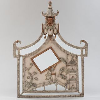 Chinoiserie Painted and Parcel-Gilt Mirror, of Recent Manufacture