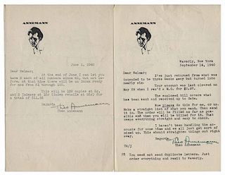 Annemann, Ted (Theodore Squires). Four signed Ted Annemann letters. One ALS and three TLSs, the latter on Annemann's attractive letterhead, the former
