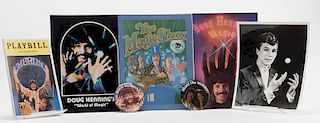 Henning, Doug. Group of Photos, Programs, and Buttons. 1970s Ð 80s. Twelve pieces, including four large-format illustrated magic show programs; four 