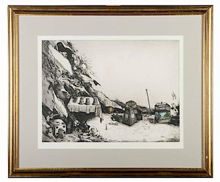 Minuzzi, Maurilio (Italian, b. 1939). L'Escamoteur. Signed and dated 1978 in the lower right, number 45 from an edition of 90. Color etching and aquat