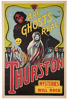 Rock, Will (William George Rakauskas). Are Ghosts Real? Thurston Mysteries Presented by Will Rock. Circa 1939. One-sheet (40 x 28Ó) color lithograph.