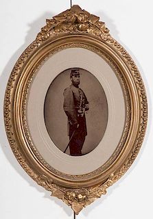 Civil War Full Plate Tintypes of Armed Soldiers, Lot of 2 