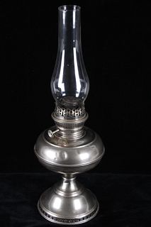 Rayo Nickel Kerosene Table Lamp c. 1894-1905