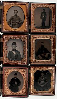 Six Cased images of Civil War Soldiers, Including a Triple-Armed Private 