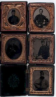 Civil War Sixth Plate Ambrotypes & Tintypes of Soldiers, Group of Five 