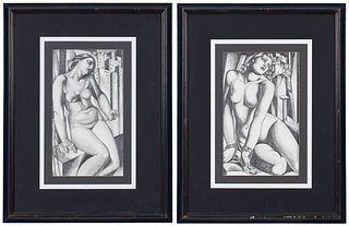 Two Drawings After Tamara de Lempicka 