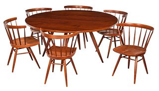 Attributed to George Nakashima Cherry Table and Chairs
