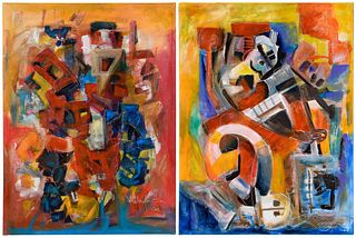Two Alfredo Villafa¤a Abstract Paintings 