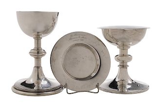Two Sterling Chalices and Patens