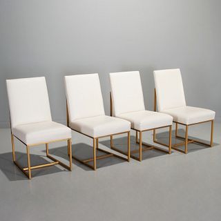 (4) Contemporary Designer leather side chairs